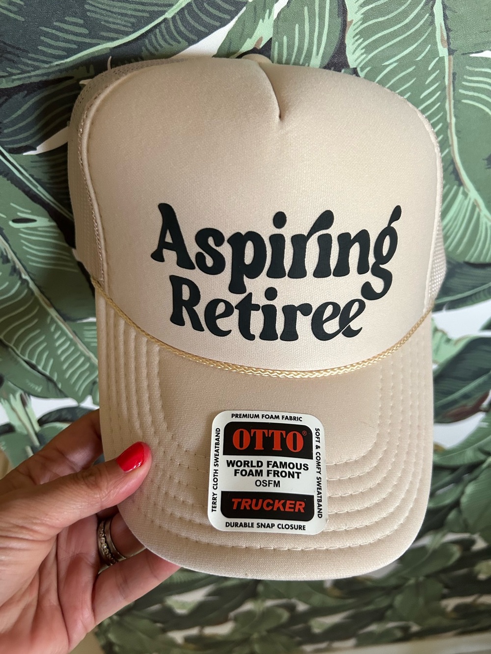 Aspiring Retiree Beige Trucker Hat NEW